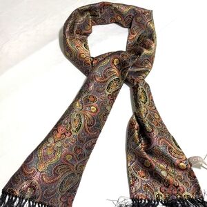 NWT Echo Multicolor Polyester & Silk Paisley Scarf with Fringe